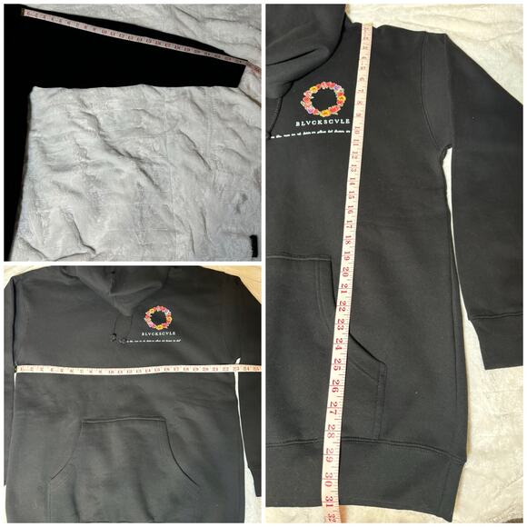 Rare Black Scale Flower Wreath Black Hooded Sweatshirt Hoodie Men’s Size Large L - Picture 10 of 10